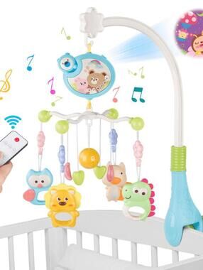 MUSICAL ANIMAL CRIB MOBILE BLUE OR PINK